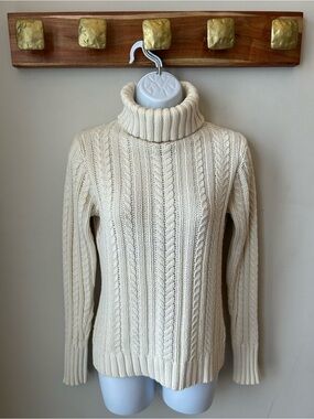 VINTAGE Gap EUC Turtleneck Cable Knit Sweater - Cream - Coastal Grandma